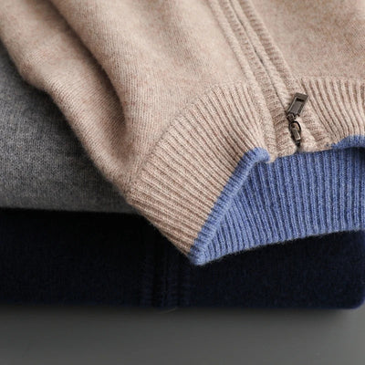 Cashmere-jakke med lynlås til mænd Varm og stilfuld