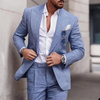 Men's 2-piece linen wedding suit