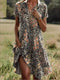 Carla | Elegant floral dress with V-neck and buttons