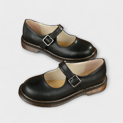 Nell - Vintage Leather Shoes with Strap and Comfort Sole