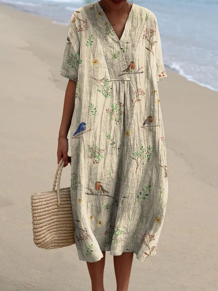Maya | Casual dameskjorte med fugle- og grenprint