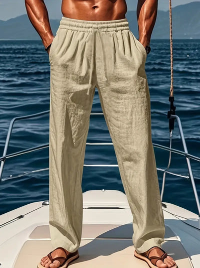 Ethan Men's Pants - Loose Breathable Linen Pants with Wide Cut and Elegant Summer Style