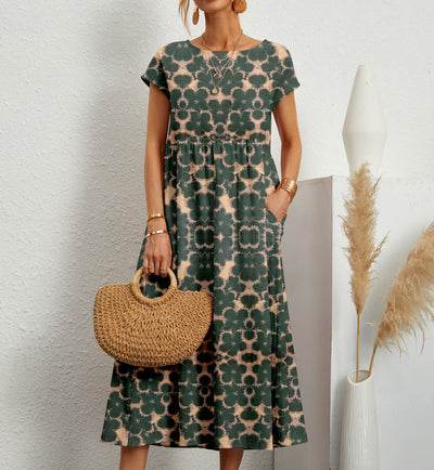 Frances Women's Midi Dress - Elegant Floral Dress in Breathable Fabric with a Feminine Cut
