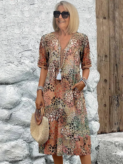 Harper Women's Dress for Summer - Elegant Floral Dress with Flowy Cut and Breathable Material
