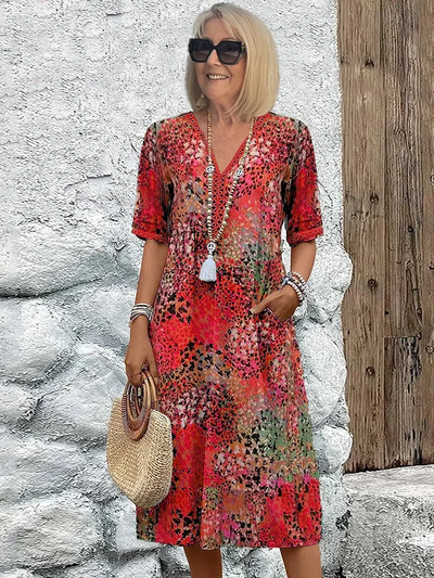 Harper Women's Dress for Summer - Elegant Floral Dress with Flowy Cut and Breathable Material