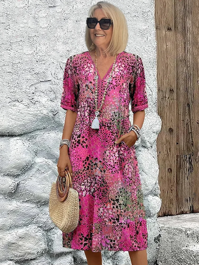 Harper Women's Dress for Summer - Elegant Floral Dress with Flowy Cut and Breathable Material