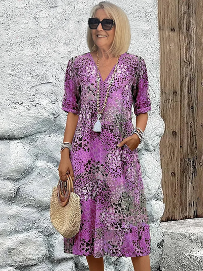 Harper Women's Dress for Summer - Elegant Floral Dress with Flowy Cut and Breathable Material