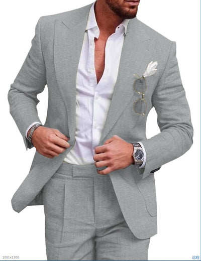 Men's 2-piece linen wedding suit