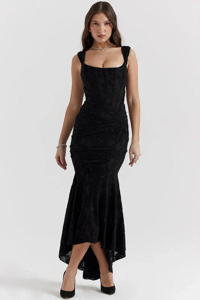 Denisse Long Elegant Dress - Body-enhancing cut and luxurious fabric for a sophisticated, feminine look