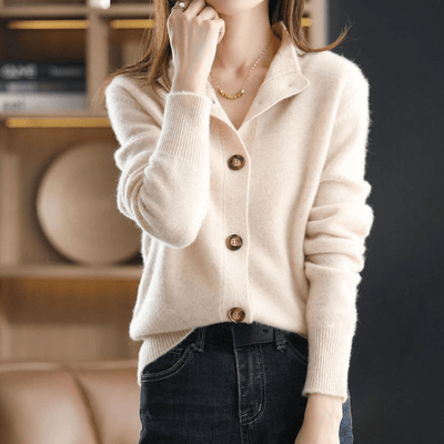 Women’s Collared Knit Button-Up Cardigan Sweater