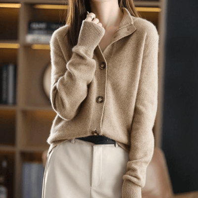 Women’s Collared Knit Button-Up Cardigan Sweater
