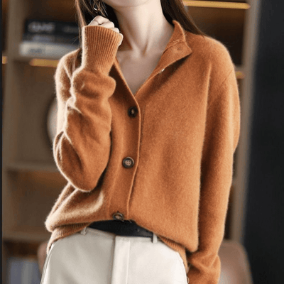 Women’s Collared Knit Button-Up Cardigan Sweater
