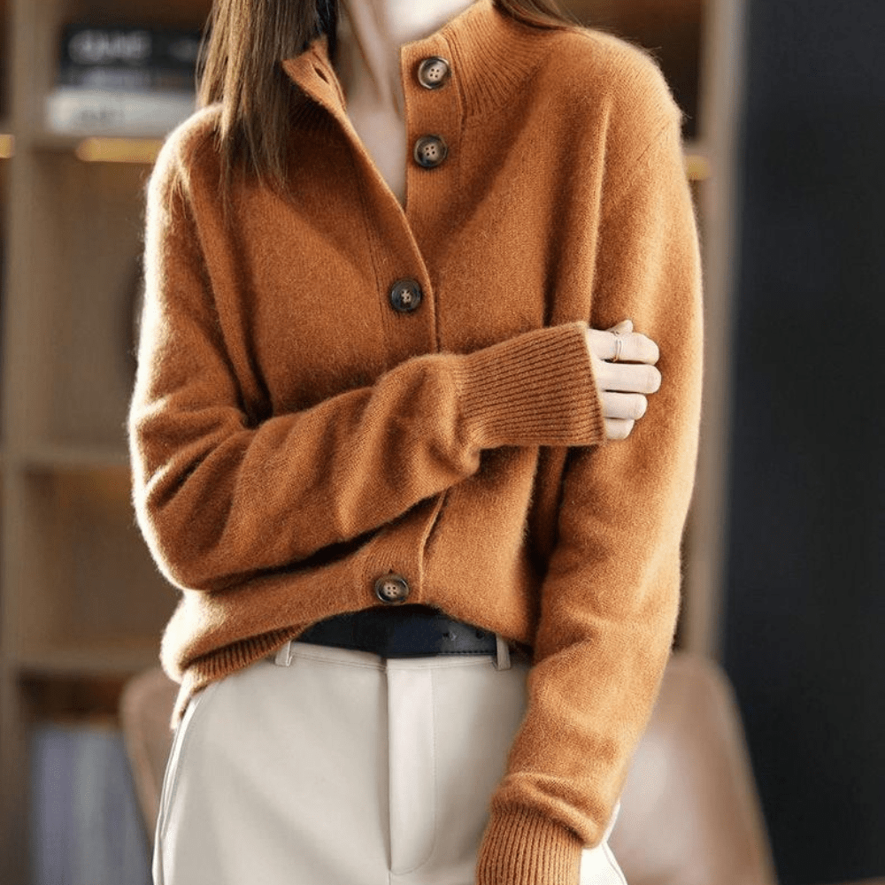 Women’s Collared Knit Button-Up Cardigan Sweater