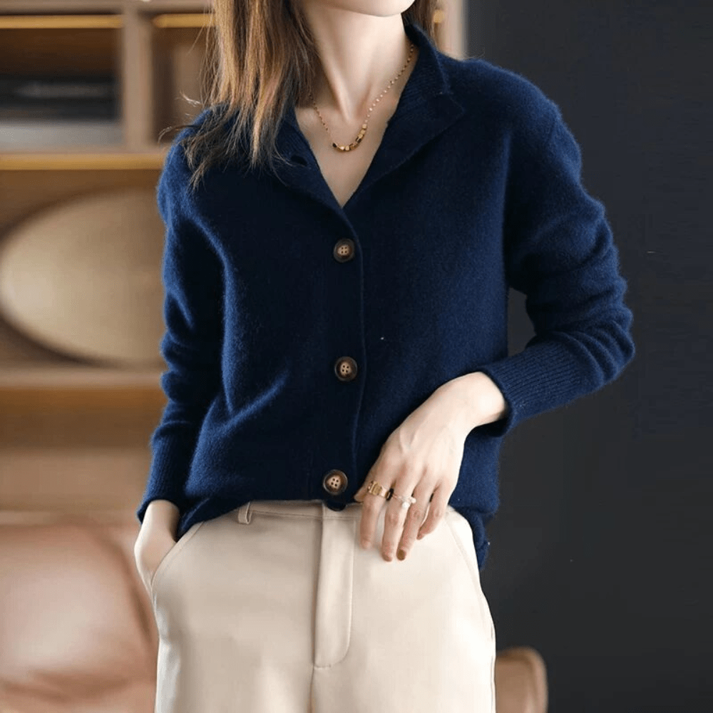 Women’s Collared Knit Button-Up Cardigan Sweater