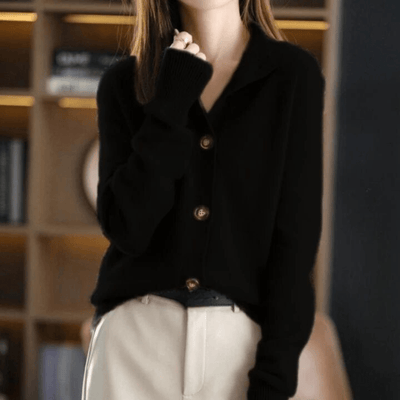 Women’s Collared Knit Button-Up Cardigan Sweater