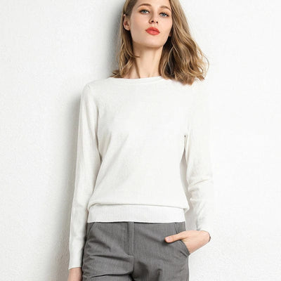 Cashmere sweater with classic neckline
