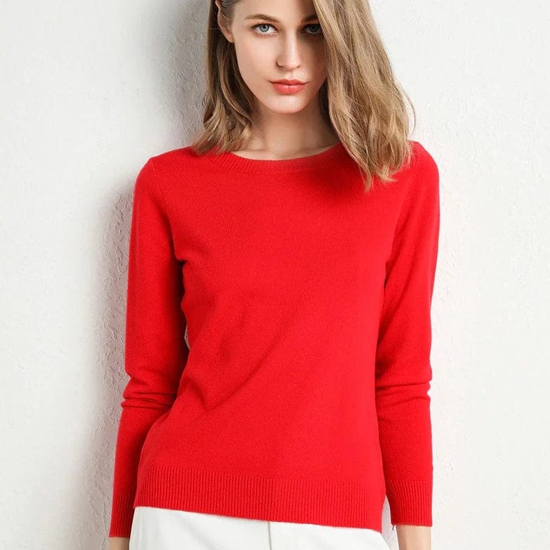 Cashmere sweater with classic neckline