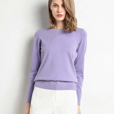 Cashmere sweater with classic neckline