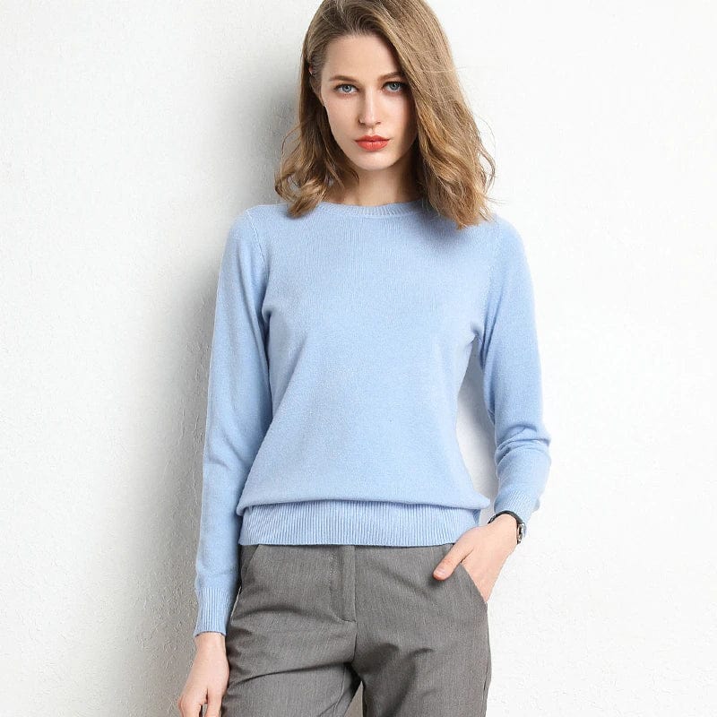 Cashmere sweater with classic neckline