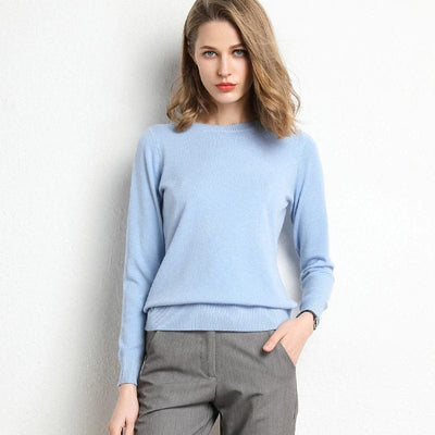 Cashmere sweater with classic neckline