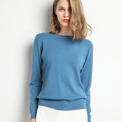 Cashmere sweater with classic neckline