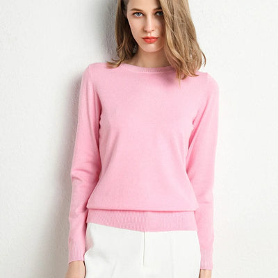 Cashmere sweater with classic neckline