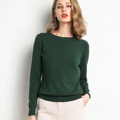 Cashmere sweater with classic neckline