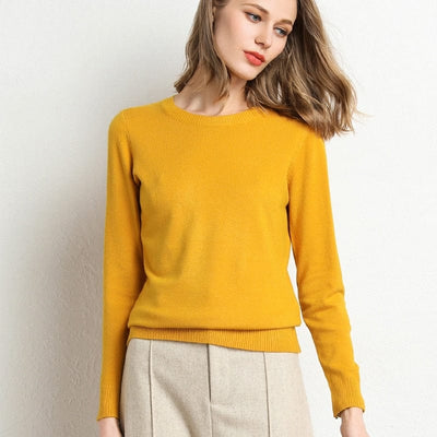 Cashmere sweater with classic neckline
