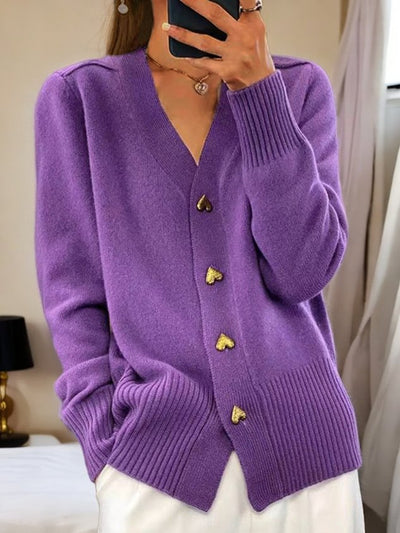 Annie Women's Knit Cardigan - Warm Wool Cardigan with Buttons for Autumn and Winter