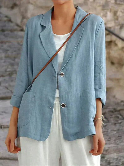 Carmen Women's Linen Blazer - Lightweight and Elegant Blazer for Everyday and the Office